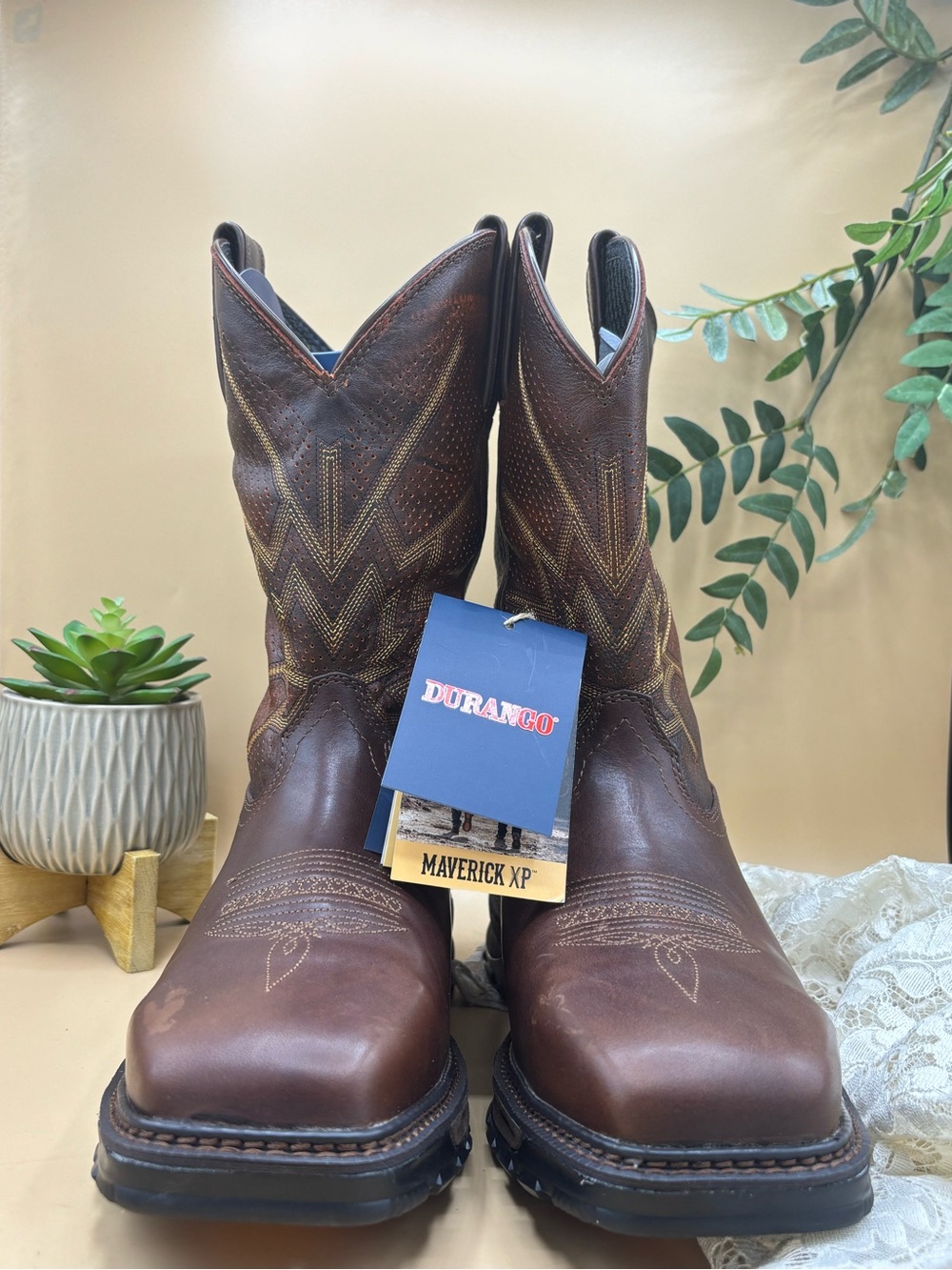 Durango Maverick XP DDB0175 Men’s 9M Steel Toe Western Work Boots Brown Leather